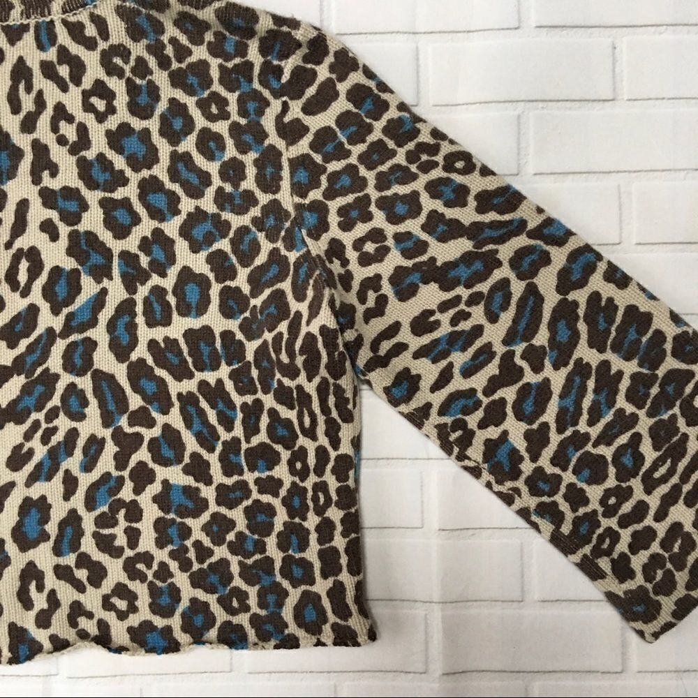 White + Warren Cashmere Leopard Print Cropped Cardigan Sweater | Size M - Picture 13 of 14